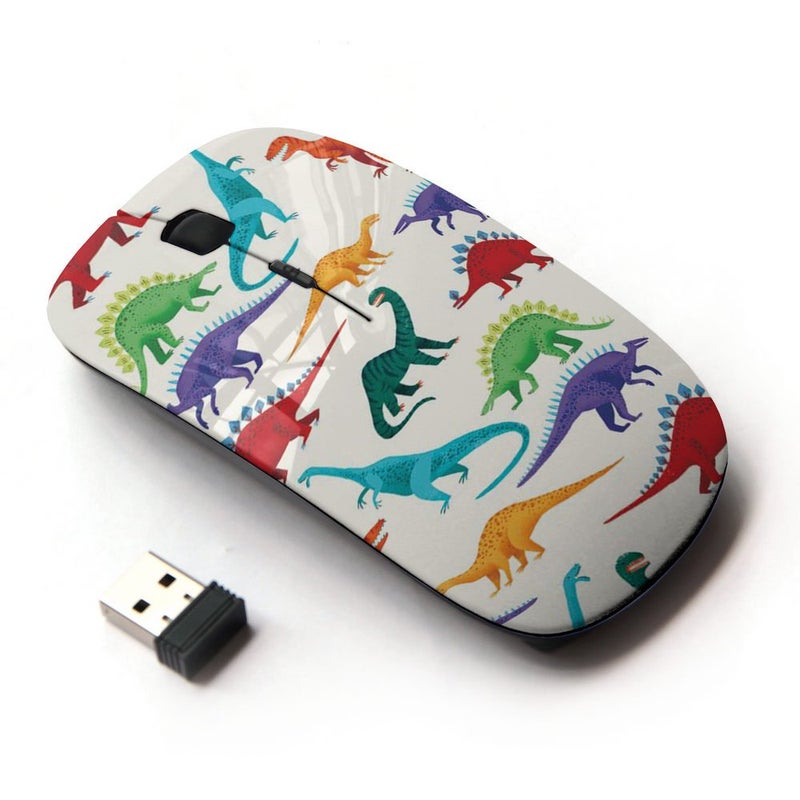 KOOLmouse [ Optical 2.4G Wireless Mouse [ Dinosaur Pattern White Saurus Kids ] - Image 1
